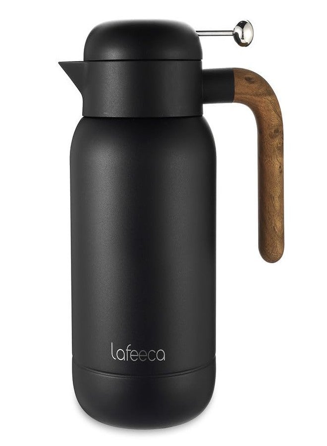 LAFEECA Aura Thermal Coffee Carafe - Vacuum Insulated Stainless Steel Tea Pot & Water Pitcher, Keeps Drinks Hot or Cold, BPA-Free, Beverage Dispenser Thermos - 51 oz Black - Image 1